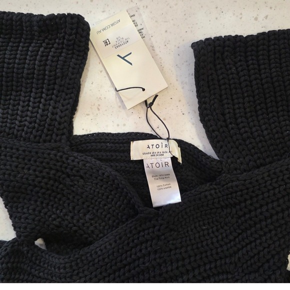 ATOIR Size 4 Revolve The Tulip Cable Knit Black Wrap Crop Top Waist Wrap Tie - Picture 5 of 8